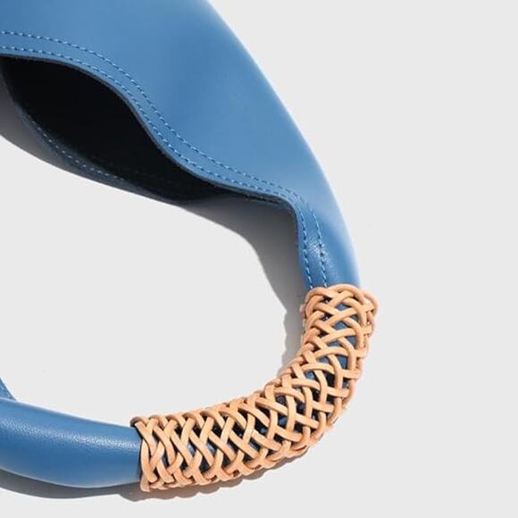 BRAND NEW ~ Set/2 Blue Leather Slouchy Hobo Shoulder Bag Purse & Cosmetic Bag - Picture 5 of 5